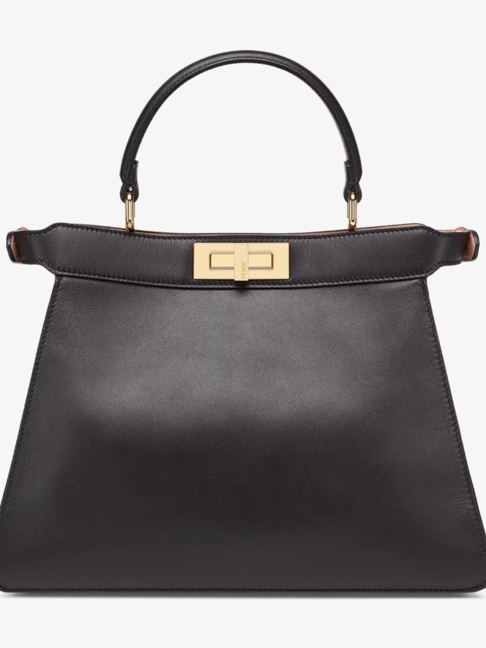 Fendi Black Leather Satchel with Pink Interior and Gold Hardware - New - Picture 2 of 8